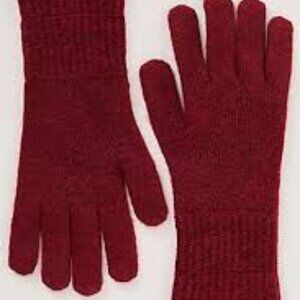 New Maeve Solid Ribbed Knit Gloves in wine/blush, sold out online